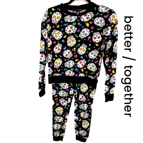 BETTER TOGETHER Sugar Skulls Halloween Pant/Lounge Set Costume Women’s Size XS - Picture 1 of 6